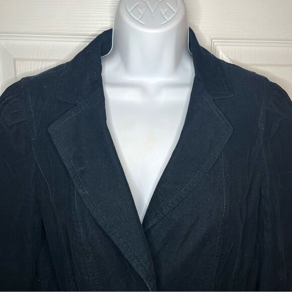 Ann Taylor Corton Corduroy Blazer Jacket Notched Lapel Button Dark Navy Blue 6 - Picture 2 of 9